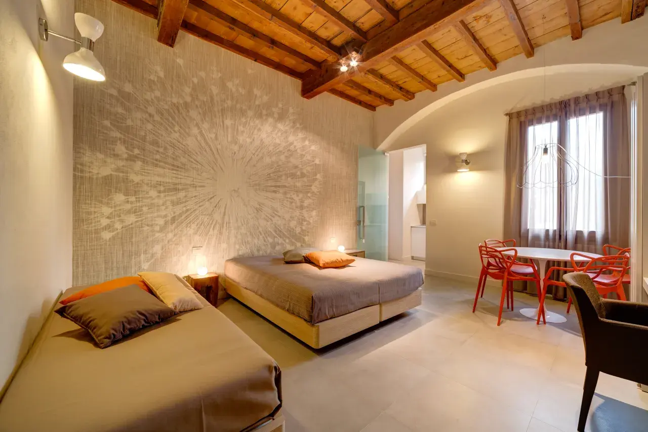 General perspective of the interior spaces in the Mono Smart apartment.
