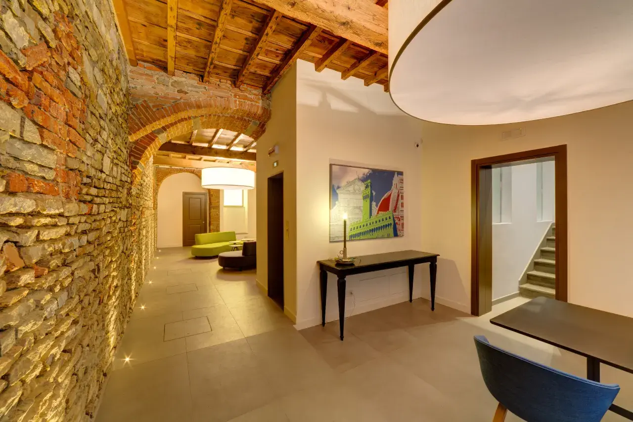 Overview of the Reception area at Palazzo Mannaioni, suites in Florence.
