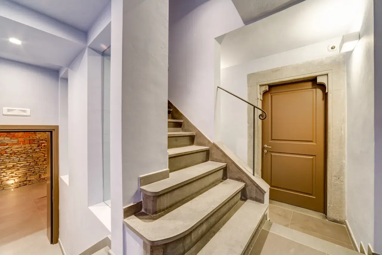 Staircase leading to the apartments at Palazzo Mannaioni, suites in Florence.
