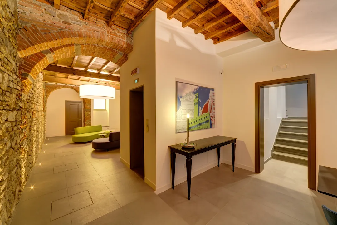 Reception area at Palazzo Mannaioni, suites in Florence.